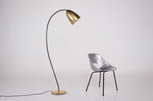 Modernist floor lamp in the Paavo Tynell style.