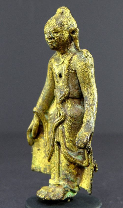 Birma, Bagan Region, 18. Jahrhundert oder früher, Bronzestatue, die Buddha darstellt.