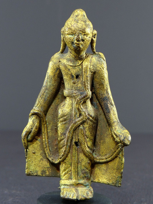 Birma, Bagan Region, 18. Jahrhundert oder früher, Bronzestatue, die Buddha darstellt.
