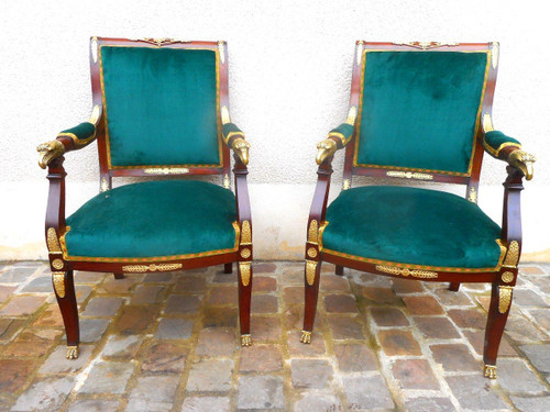 Ensemble De Salon En Acajou Et Bronze Doré époque XIXe