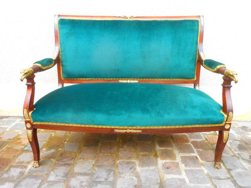 Ensemble De Salon En Acajou Et Bronze Doré époque XIXe