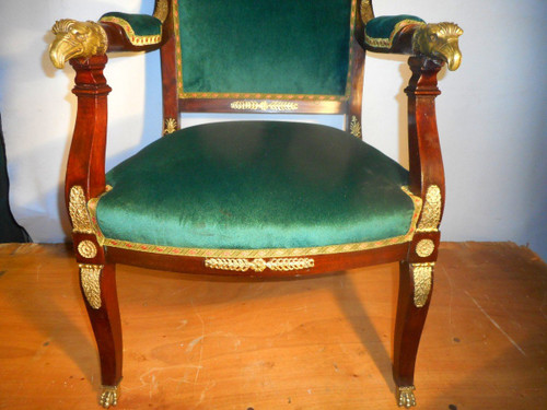 Ensemble De Salon En Acajou Et Bronze Doré époque XIXe