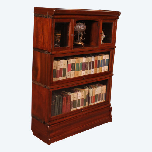 Bibliothèque Globe Wernicke En Acajou De 3 éléments Avec Petit Cabinet