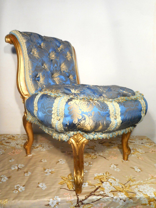 Coppia di poltrone imbottite in pura seta del periodo Napoleone III