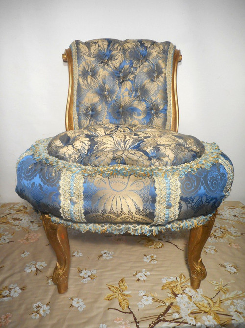 Coppia di poltrone imbottite in pura seta del periodo Napoleone III