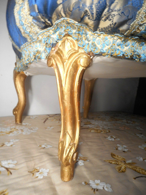 Coppia di poltrone imbottite in pura seta del periodo Napoleone III