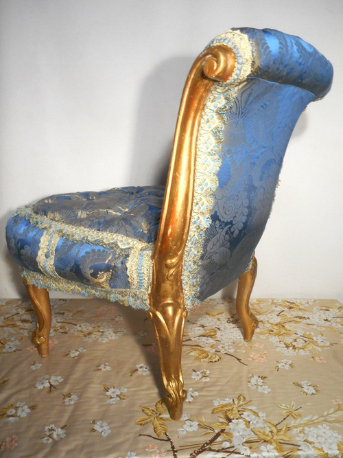 Coppia di poltrone imbottite in pura seta del periodo Napoleone III