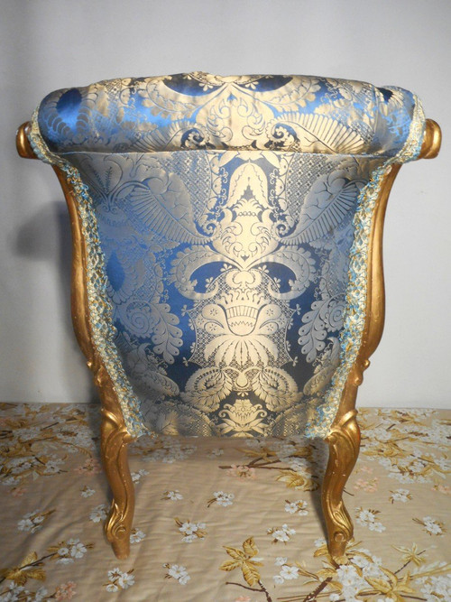 Coppia di poltrone imbottite in pura seta del periodo Napoleone III