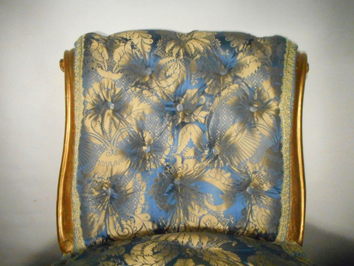 Coppia di poltrone imbottite in pura seta del periodo Napoleone III