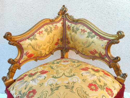 Paire De Fauteuil En Bois Doré d'Angle époque XIXe