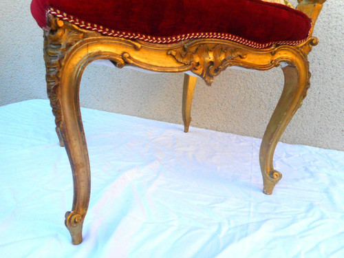 Paire De Fauteuil En Bois Doré d'Angle époque XIXe
