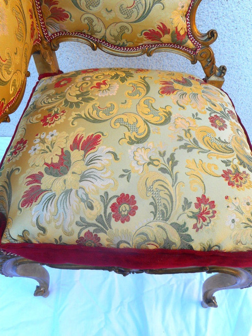 Paire De Fauteuil En Bois Doré d'Angle époque XIXe