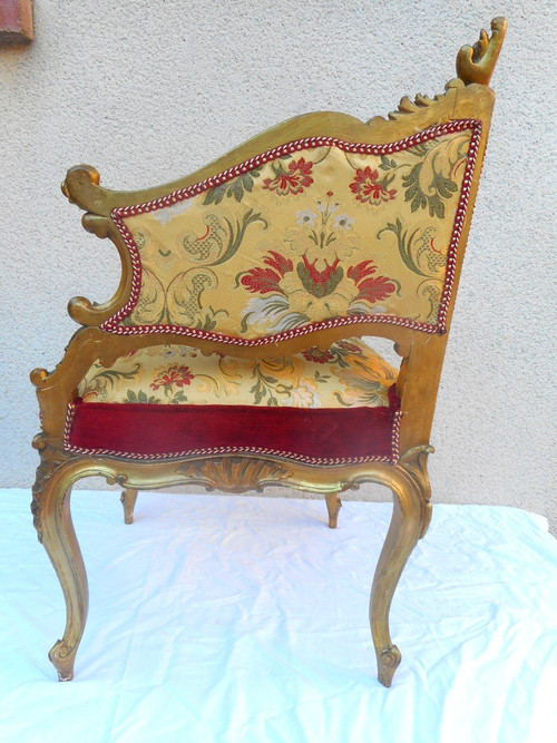 Paire De Fauteuil En Bois Doré d'Angle époque XIXe