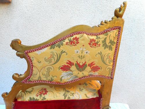 Paire De Fauteuil En Bois Doré d'Angle époque XIXe
