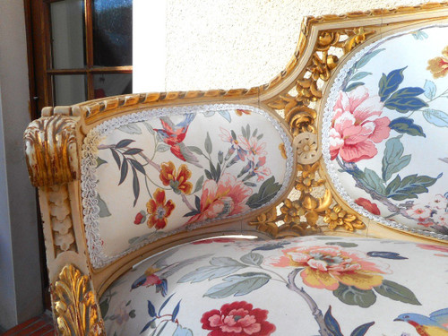 Ensemble De Salon sculpté époque XIXe En Bois Laqué Et Doré