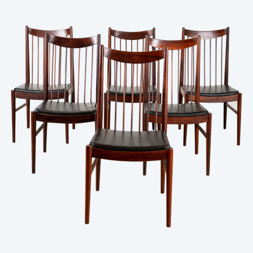 6 chaises en palissandre, Arne Vodder, Sibast furniture, Danemark