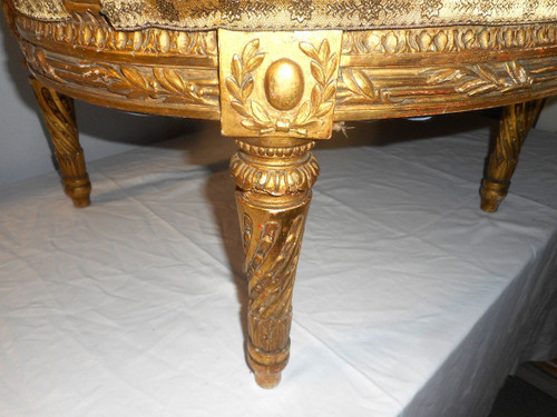 Suite Of Four Large Armchairs Early 19th Century In Gilded Wood