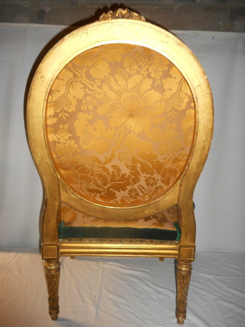 Suite Of Four Large Armchairs Early 19th Century In Gilded Wood