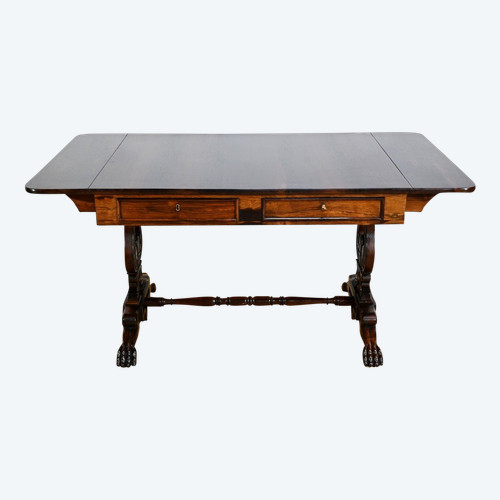 Solid Rosewood Table with Shutters, Restoration period - Early 19th century