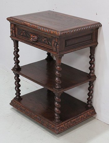  Petite Desserte en Chêne style Louis XIII - Époque 1900 