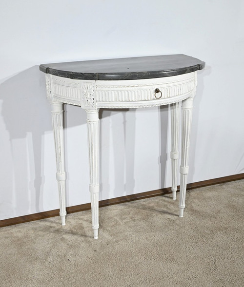 Console Demi-Lune en Bois Réchampi, style Louis XVI – Début XIXe