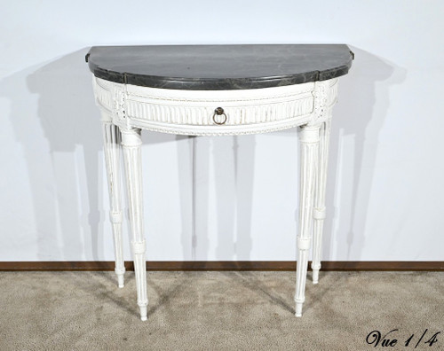 Console Demi-Lune en Bois Réchampi, style Louis XVI – Début XIXe