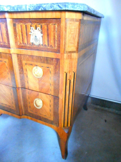 Commode XVIIIe En Marqueterie Et Bronze Doré Estampillé F.rubestuck