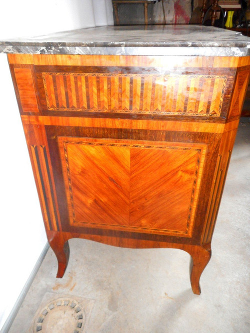 Commode XVIIIe En Marqueterie Et Bronze Doré Estampillé F.rubestuck