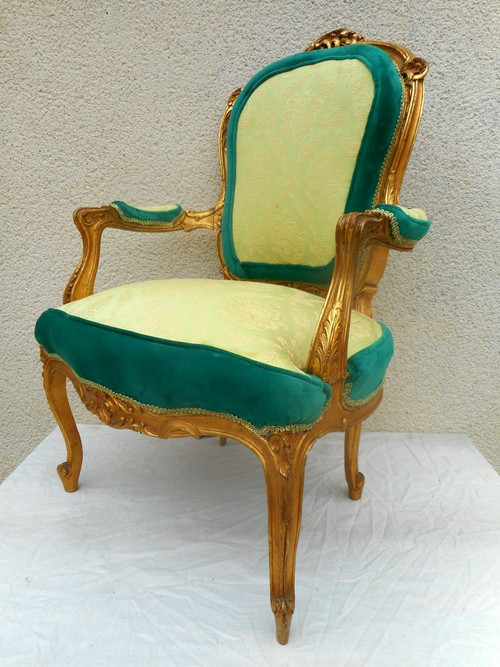 Suite Quatre Fauteuils En Bois Doré époque XIXe