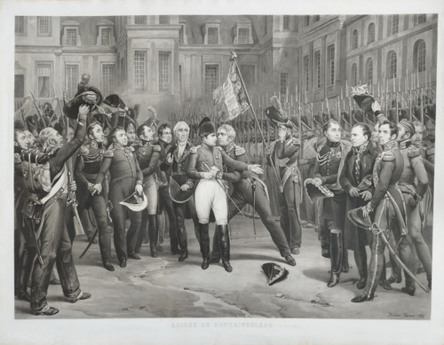 Napoléon Adieux De Fontainebleau Grande Gravure Par Jazet 