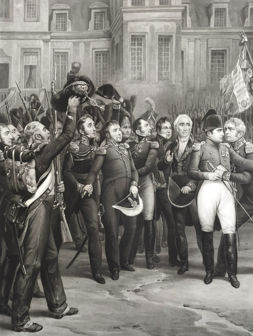 Napoléon Adieux De Fontainebleau Grande Gravure Par Jazet 