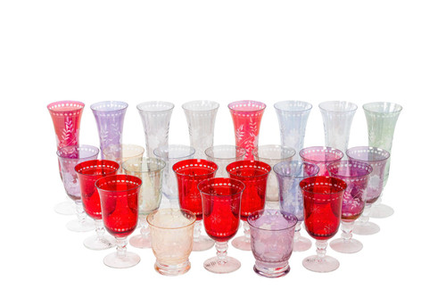 Set of bohemian crystal glasses, contemporary work