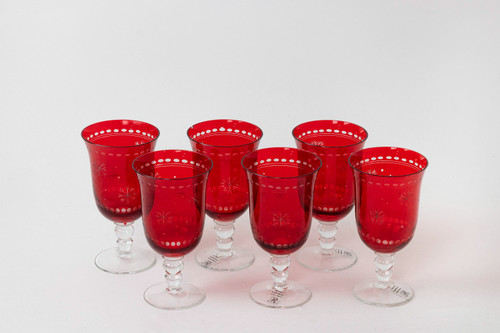 Set of bohemian crystal glasses, contemporary work