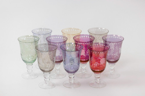 Set of bohemian crystal glasses, contemporary work