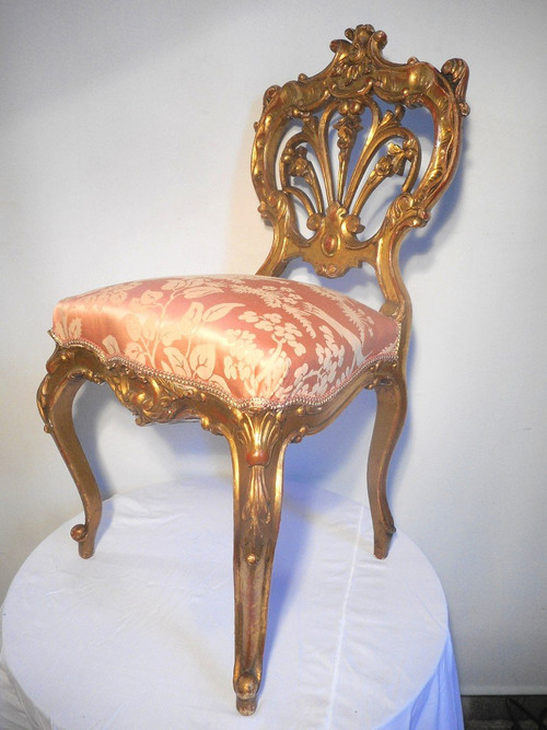 Set Of 4 XIX Period Chairs In Gilded Wood