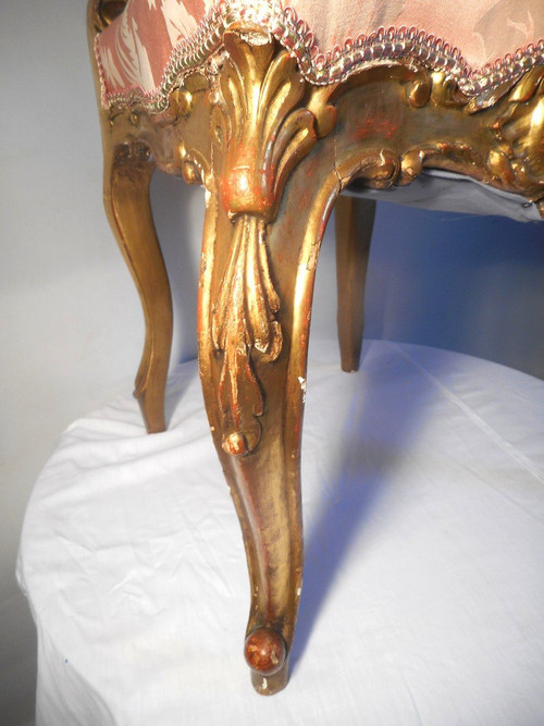 Set Of 4 XIX Period Chairs In Gilded Wood