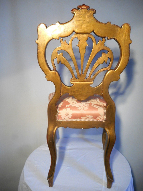 Set Of 4 XIX Period Chairs In Gilded Wood