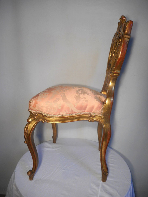 Set Of 4 XIX Period Chairs In Gilded Wood