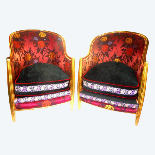 Pair Of Gilded Art Deco Armchairs By Paul Follot (1877-1942)