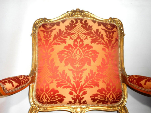 Set di quattro poltrone in legno dorato del XIX secolo
