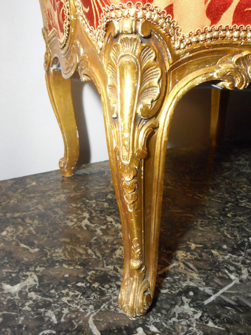 Set di quattro poltrone in legno dorato del XIX secolo