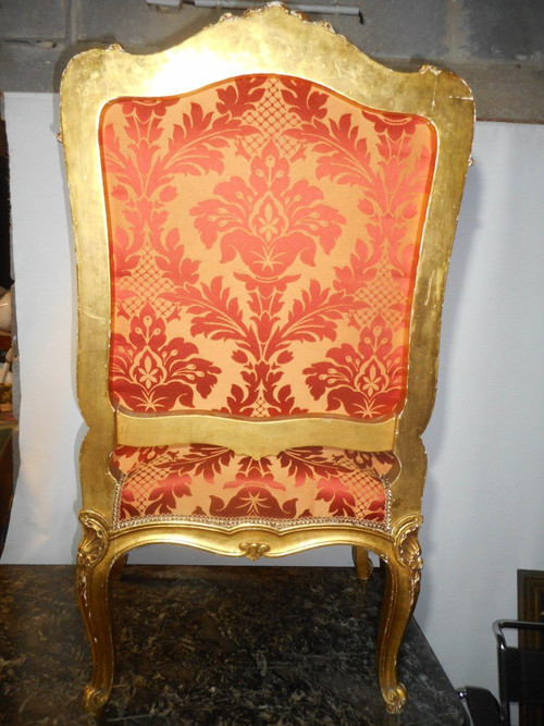 Set di quattro poltrone in legno dorato del XIX secolo