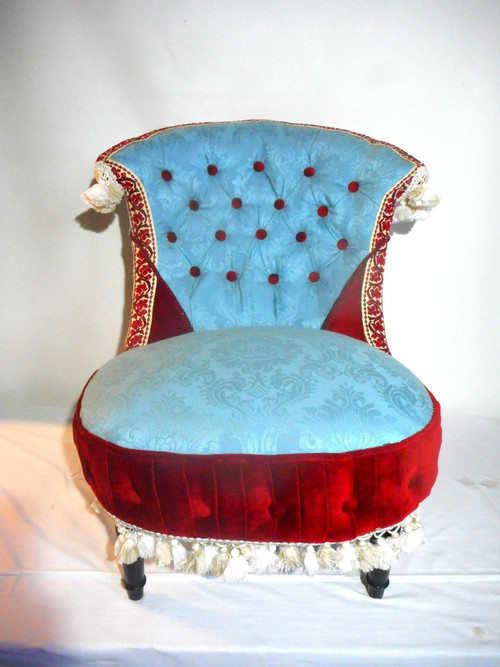 Pair Of Napoleon III period upholstered Chauffeuses