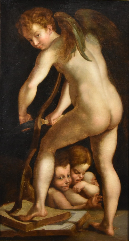 Cupid Carving His Bow, Francesco Mazzola, Known As Il Parmigianino (parme, 1503 - 1540) Follower Of 