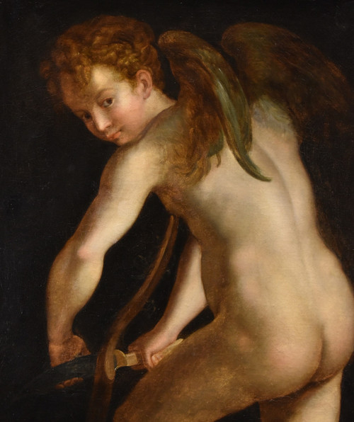 Cupid Carving His Bow, Francesco Mazzola, Known As Il Parmigianino (parme, 1503 - 1540) Follower Of 