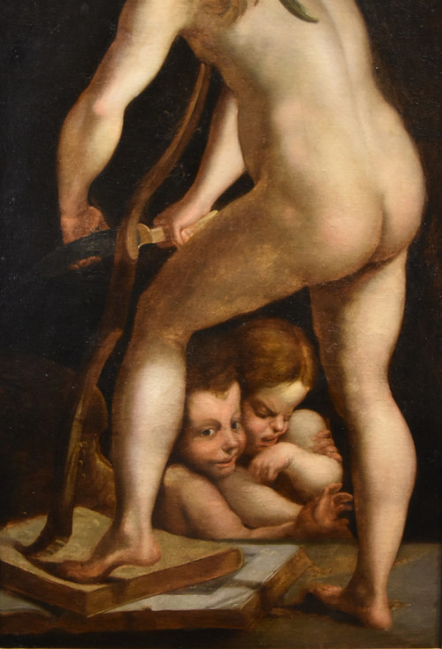 Cupid Carving His Bow, Francesco Mazzola, Known As Il Parmigianino (parme, 1503 - 1540) Follower Of 
