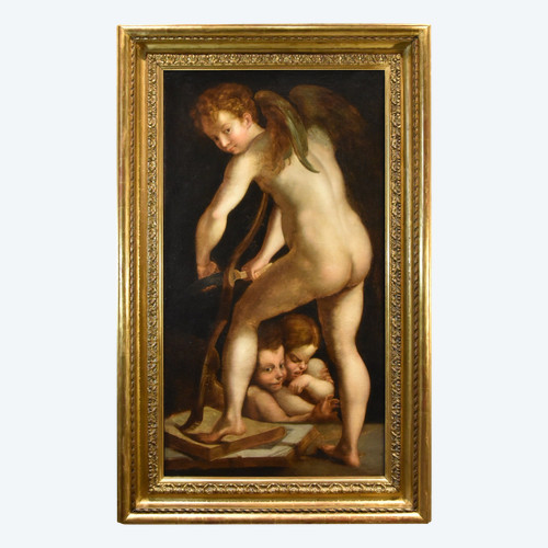 Amore che fabbrica l’arco, FRANCESCO MAZZOLA, detto IL PARMIGIANINO (Parme, 1503 - 1540) Seguace di