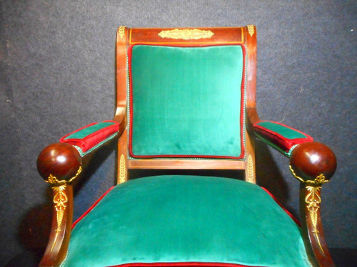 Ensemble De Salon Empire En Acajou Et Bronze Doré Estampillé