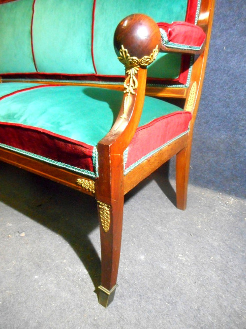 Ensemble De Salon Empire En Acajou Et Bronze Doré Estampillé