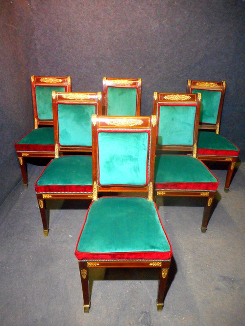 Ensemble De Salon Empire En Acajou Et Bronze Doré Estampillé